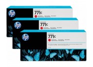 Тройная упаковка картриджей с хроматическими красными чернилами Designjet HP 771 емкостью 775 мл